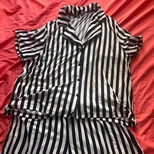 Classic Black and White Striped Pajama Set